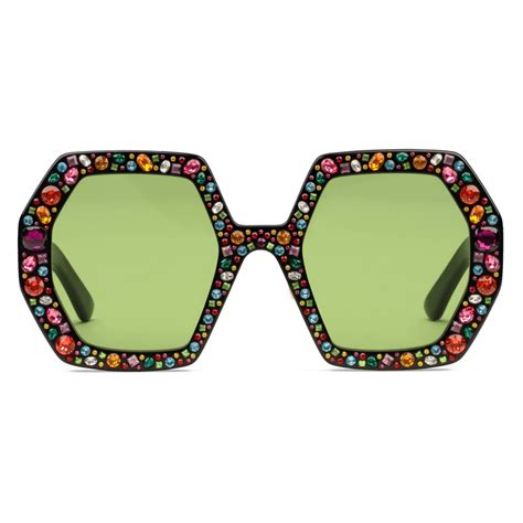 gucci shows green crystals|Gucci crystal eyeglasses.